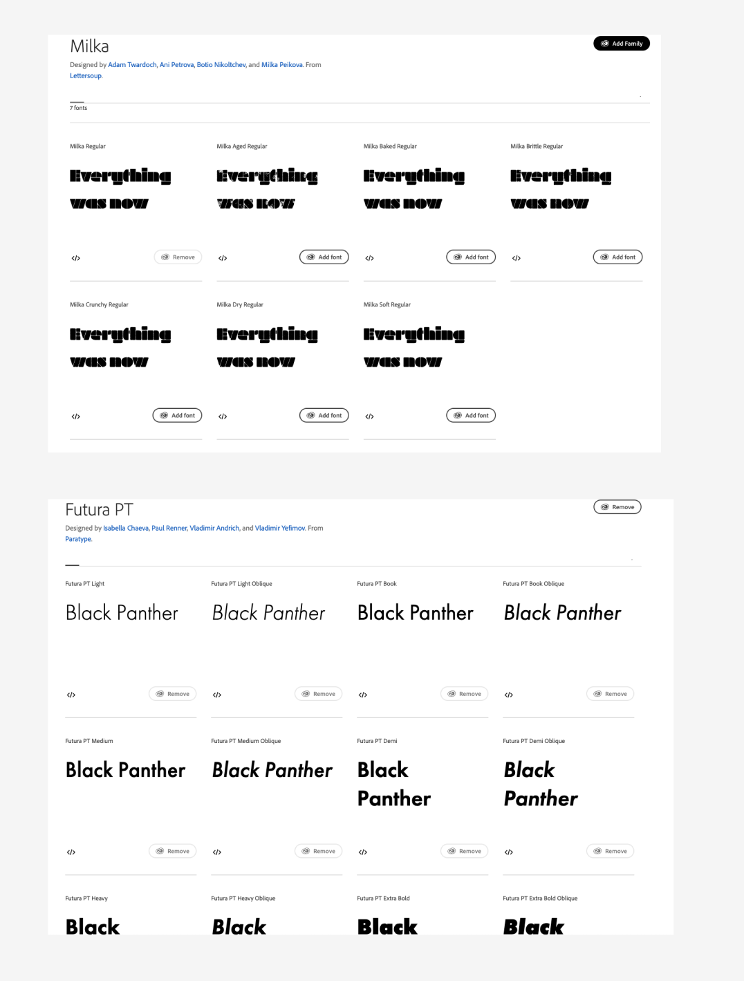 Adobe Font Typefaces